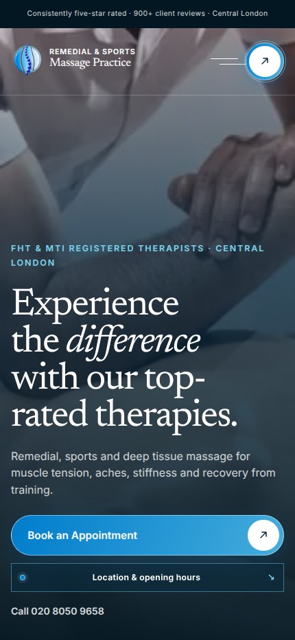 Massage Practice mobile homepage