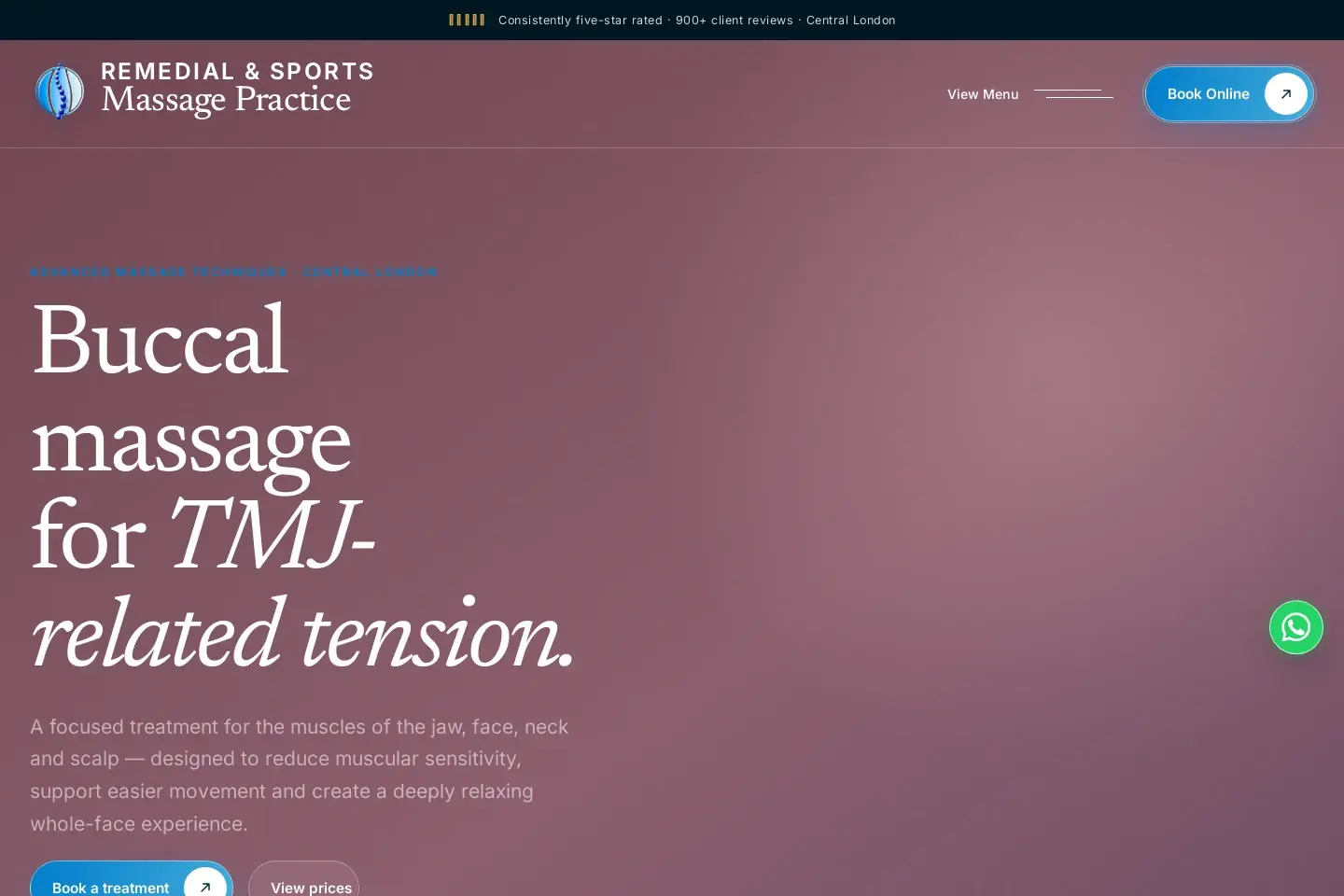 Buccal massage · treatment page of the Remedial & Sports Massage Practice website
