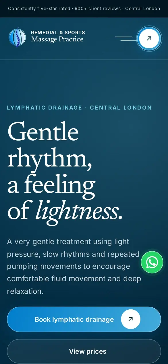 Lymphatic drainage page on mobile