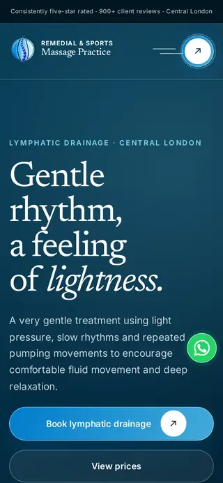 Lymphatic drainage · mobile on the Remedial & Sports Massage Practice website