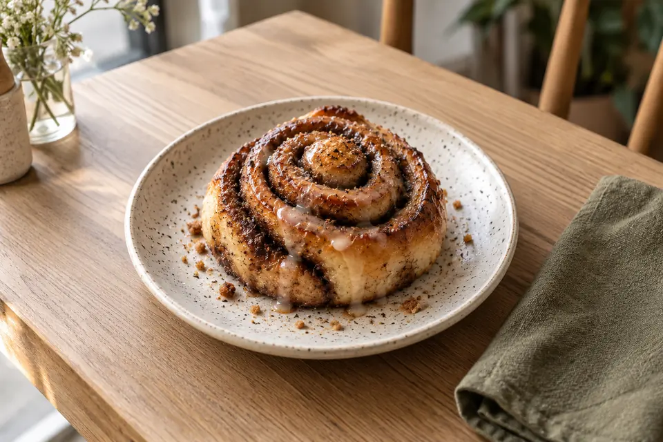 AI-generated cinnamon bun from the concept menu.
