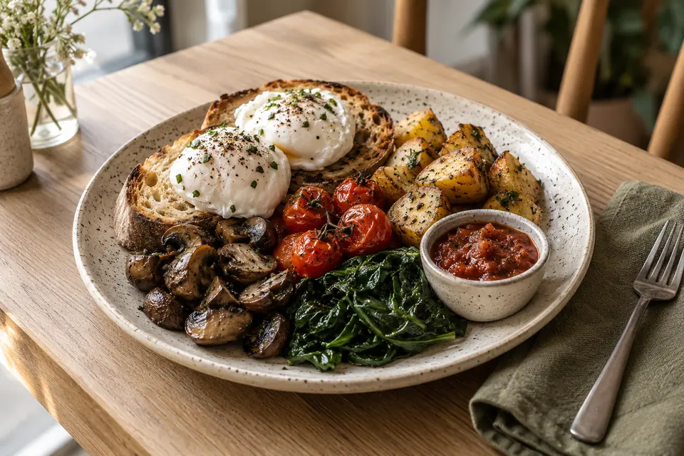 AI-generated breakfast plate from the concept menu.
