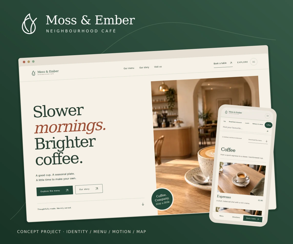 Preview of the Moss and Ember café concept